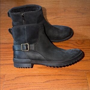 UGG Black Ankle Boots with Buckle